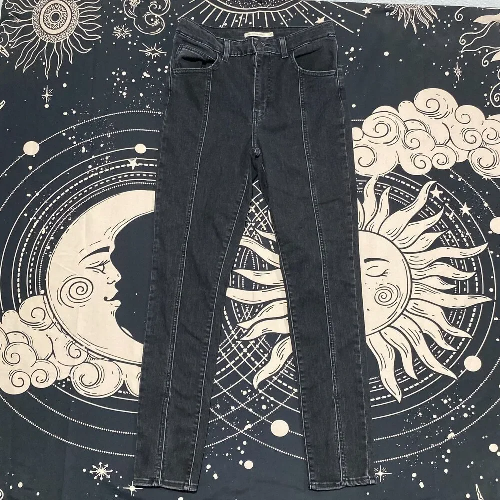 Levi's 721 Skinny Jeans Womens 30x28 Black Cotton Denim Workwear Travel Stretch